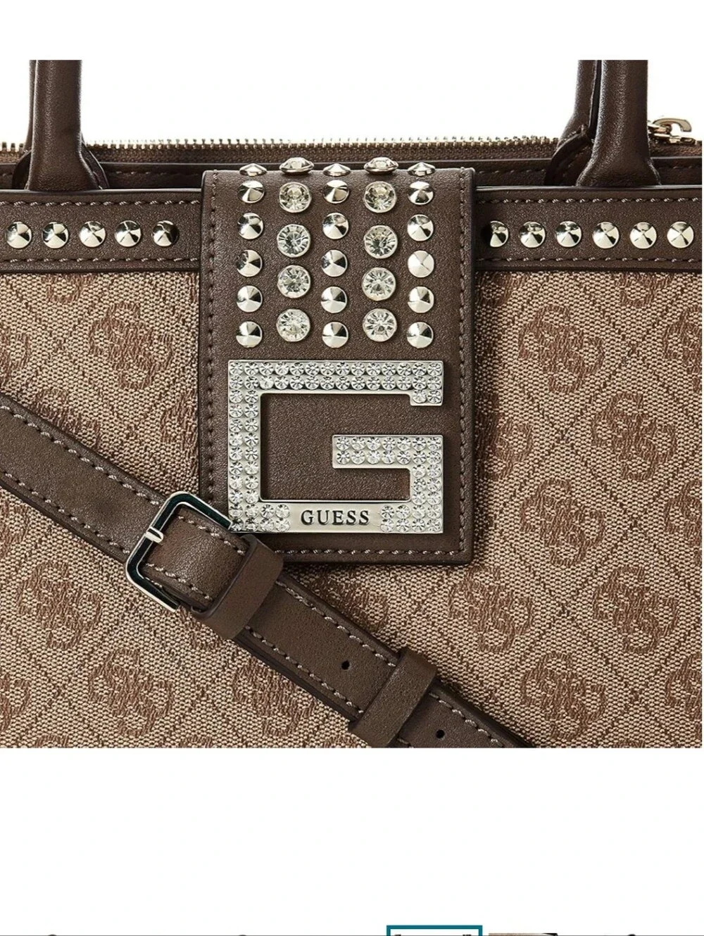 Guess-Bling Society Satchel (Mocha Logo Signature)